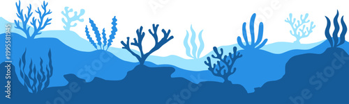 Blue Underwater Coral Reef Border