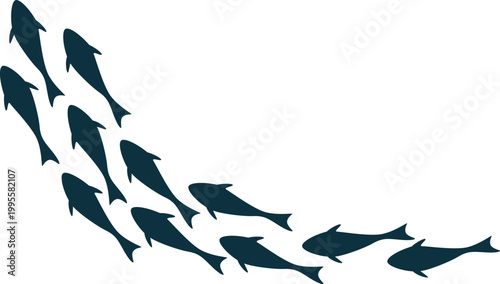 School of Fish Silhouette Border