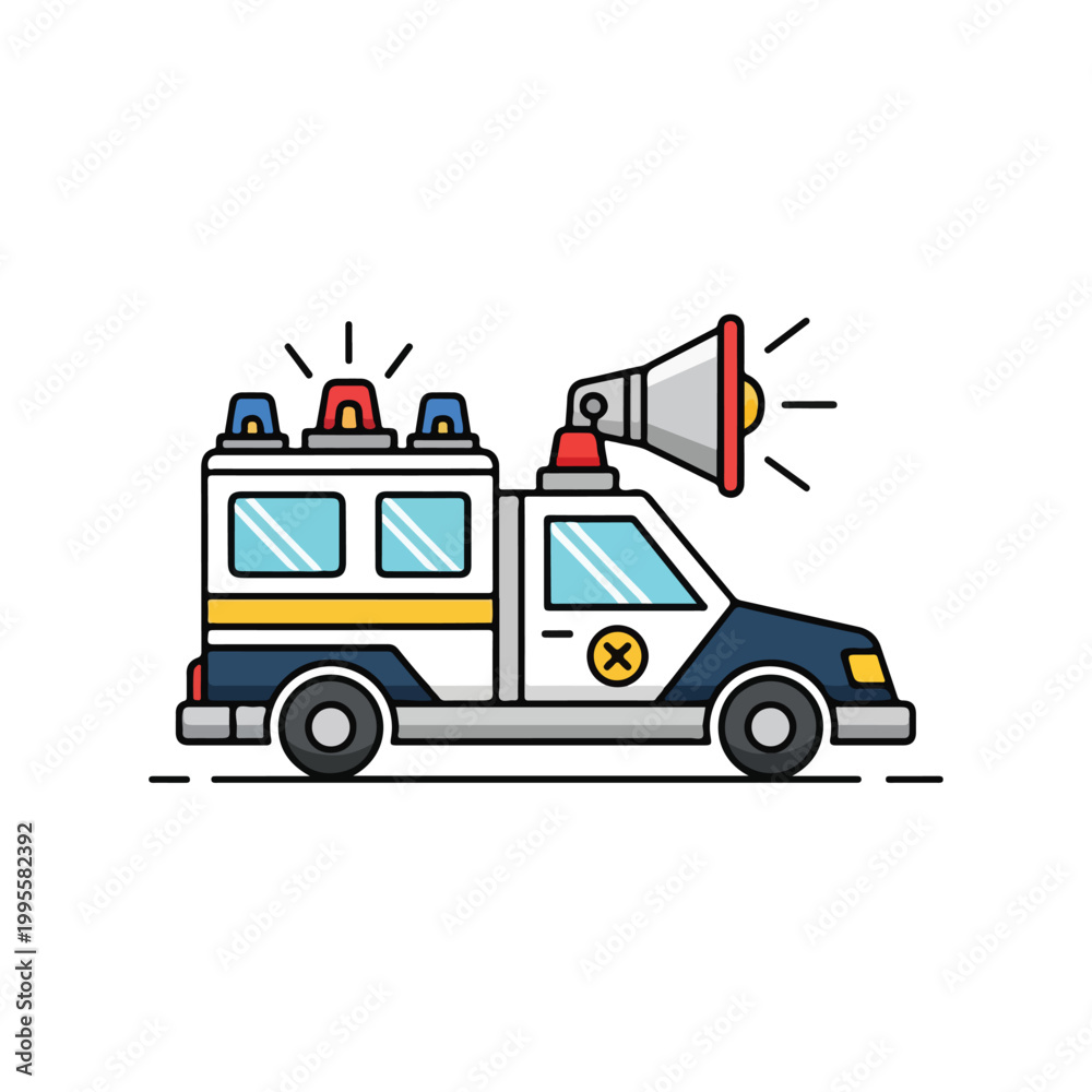 Fototapeta premium Emergency vehicle with loudspeaker on top