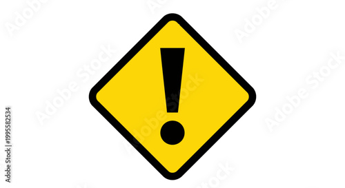 Yellow Warning Exclamation Sign Vector Illustration, Hazard Alert Symbol for Safety and Caution Alerts, Isolated Flat Graphic Icon for Industrial Compliance Design