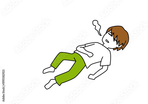 疲れて仰向けで横になっている人