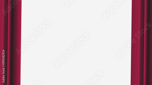 Red stage curtains open reveal blank white background theatrical presentation design