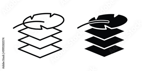 Fabric with feather icon - Vector design set