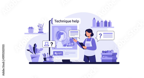 Online learning, technique help, digital education, remote assistance, creative skills development