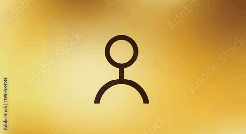 A minimalist depiction of a human figure is centered on a blurred warm golden background