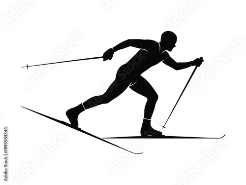 Skier Silhouette Vector – Winter Sports Action Athlete SVG PNG EPS Clipart