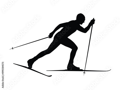 Skier Silhouette Vector – Winter Sports Action Athlete SVG PNG EPS Clipart