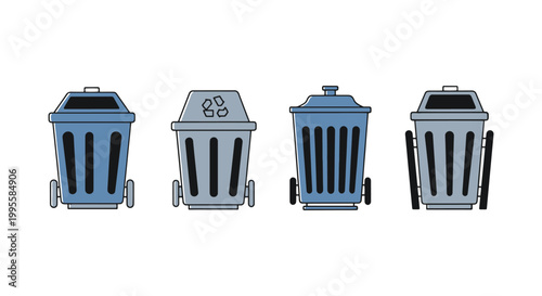 Urban waste bin Line art clean abstract color pattern