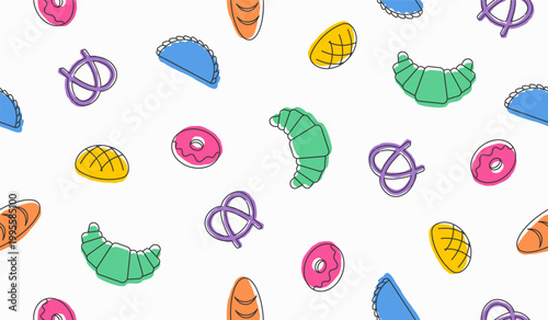 Cute bakery pattern background vector design