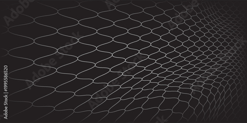 Fishing or soccer net. Repeated hexagon pattern. Black wired mesh texture isolated on white background.ilustrasion modern.