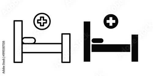 Hospital bed icon - Vector design set