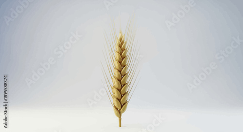 Golden wheat ear stands tall against a stylized backdrop with undulating lines creating a textured artistic rendition of agriculture