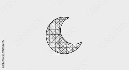 Crescent Moon Abstract Geometric Pattern Design with Dark Outline on White Background