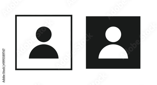 Photos Two minimalist icons depict a generic person one dark and one light within squar