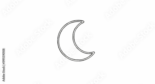 Crescent moon illustration with clean lines on a white background