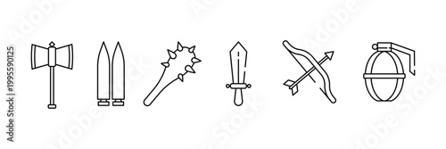 Modern Combat and Tactical Weaponry. Military Equipment Icons