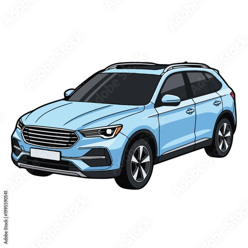 Light blue modern SUV with sleek design and black accents