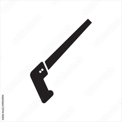 Saw hand tool icon with a black silhouette representing woodworking and construction equipment for DIY projects and professional use.