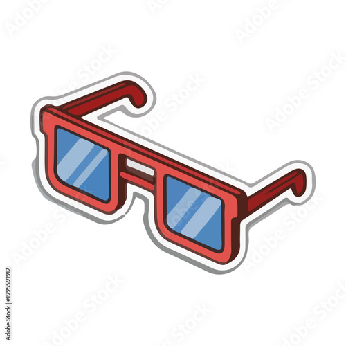 Isometric Red Sunglasses Sticker Illustration