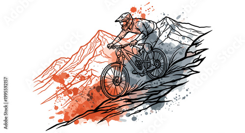 Mountain Biker Speeding Downhill