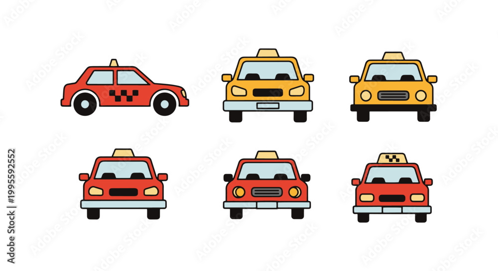 Fototapeta premium Taxi Line art vector set clean abstract
