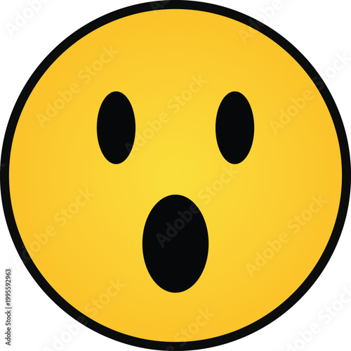 Yellow smiley face with three black dot eyes and mouth