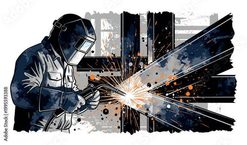Welder Working with Sparks