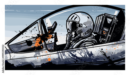 Pilot in Fighter Jet Cockpit