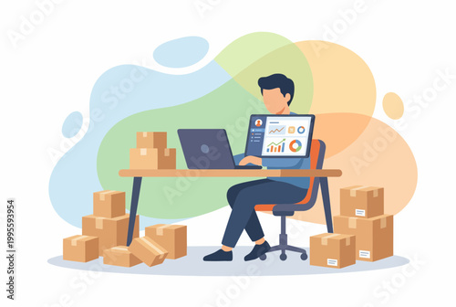 Side Hustle E-commerce Entrepreneur Working at Home Workspace