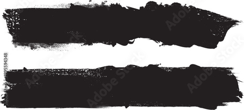 Grunge Paint stripe . Vector brush Stroke . Distressed banner . Black isolated paintbrush collection . Modern Textured shape . Dry border in Black

