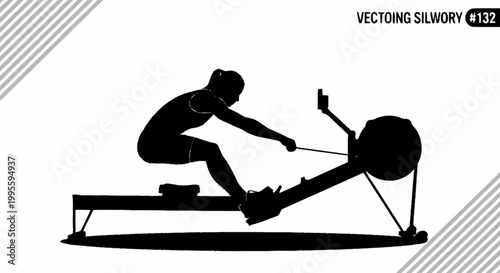 A person exercising on a rowing machine in a fitness studio