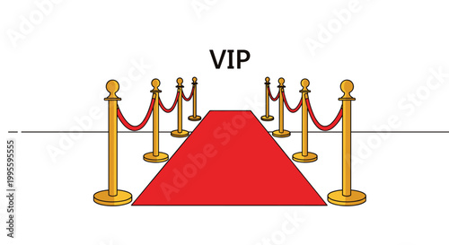 Red carpet entrance with golden stanchions and rope leading to a VIP event under a clear white background setting.