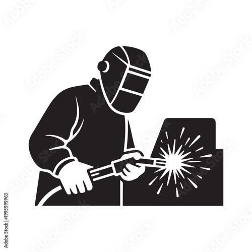  Professional Welder Silhouette Logo Design.