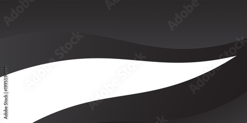 Abstract Dark Grey and Black Wavy Background with Bold White Curve