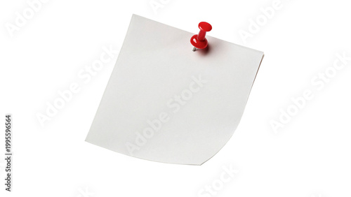 Canvastavla Blank paper pinned on a wall with a red push pin in a simple office setting duri