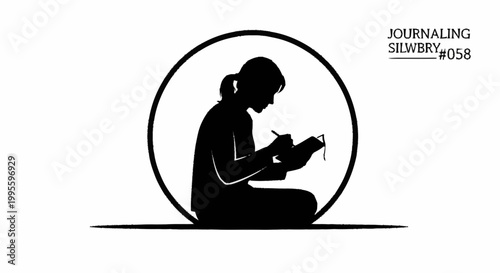 A woman sitting cross-legged diligently writing in her journal.