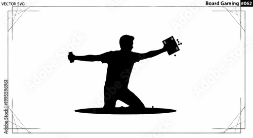 A person passionately playing a board game with a controller.