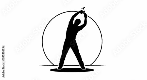 A strong individual swinging a hammer with powerful motion.
