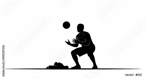 A silhouette of a man playing volleyball in a dynamic pose