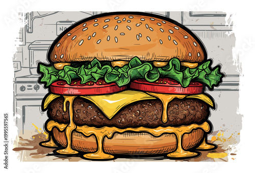 Juicy Double Cheeseburger Art