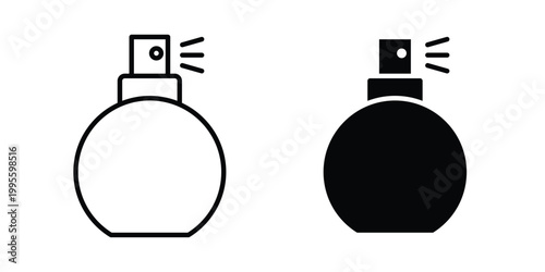 Round perfume bottle icon - Vector design set