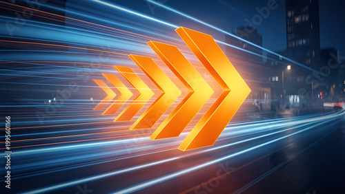 Orange Arrow Forward Business Growth Concept