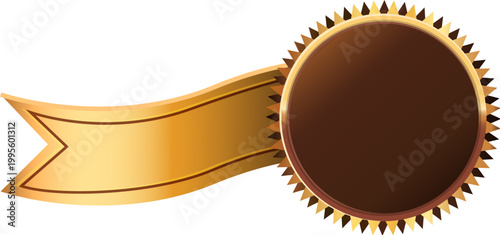 Golden medal with ribbon