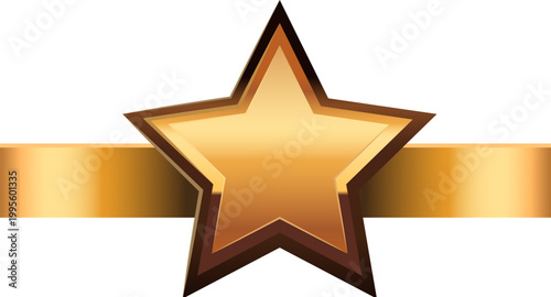 Golden star medal with ribbon