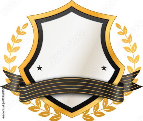 Shield with ribbon and  laurels