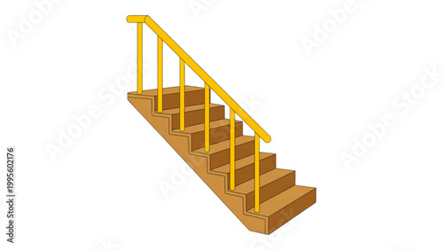 Wooden outdoor staircase with handrail
