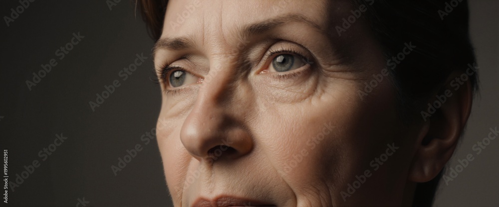 Fototapeta premium A mature Italian woman with a confident look, close-up portrait