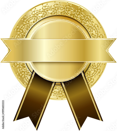 Golden medal with ribbon