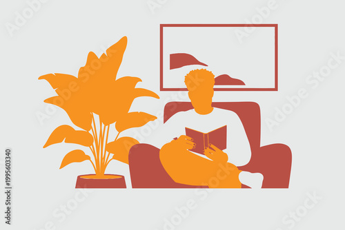 Finding peaceful rest a person relaxing with a book in a cozy home setting