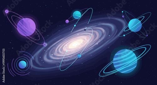 A captivating illustration evokes wonder and expansion, ideal for branding materials or website designs aiming for a futuristic and optimistic feel.